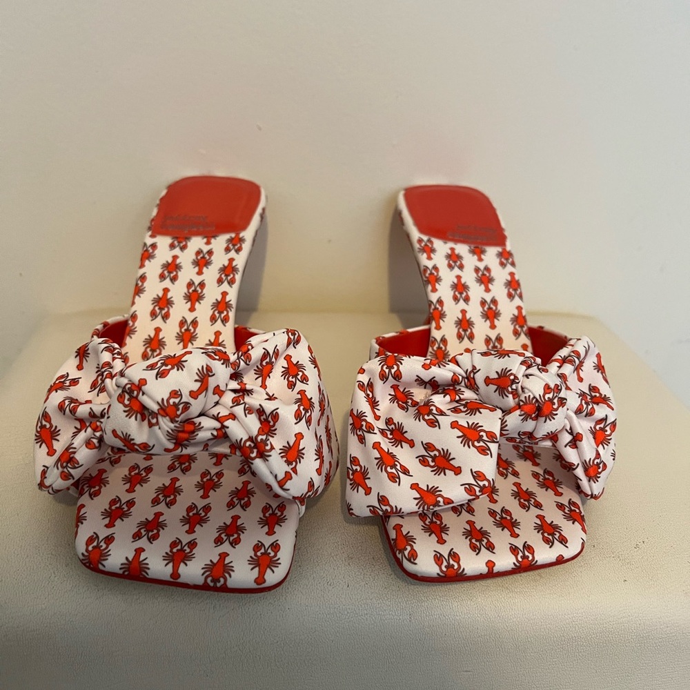 NIB Jeffrey Campbell Mr Big Bow in red white lobster 🦞 square toe mule
